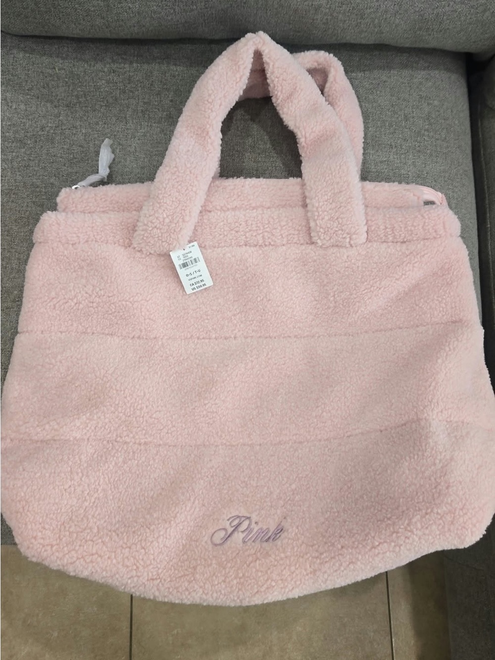 PINK Victoria's Secret Light Pink Sherpa Tote